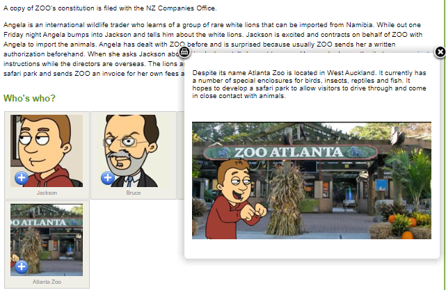 Computer based scenario for commerical law